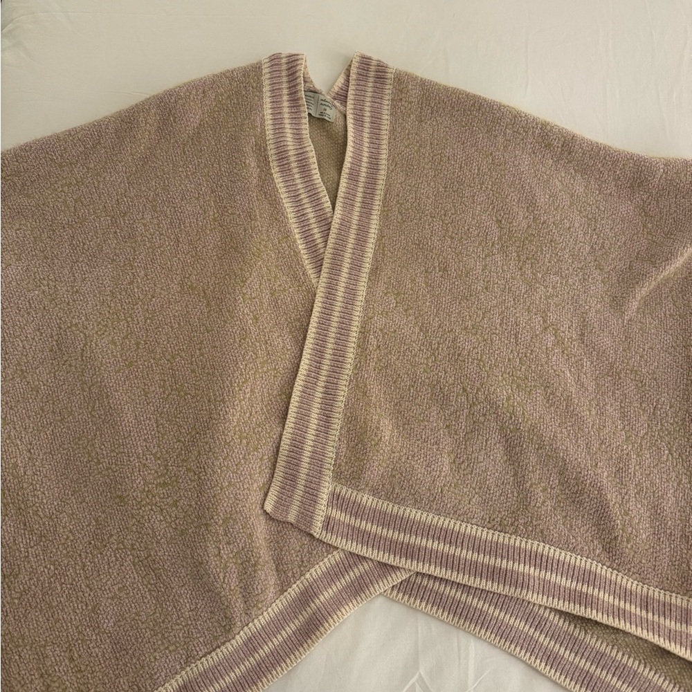 Anthropologie Cream and Pink V-Neck Shrug